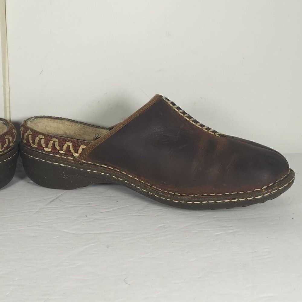 UGG Women's Kohala US 9 Brown Leather Sheepskin Shearling Slip-On Clogs Shoes - Picture 7 of 13